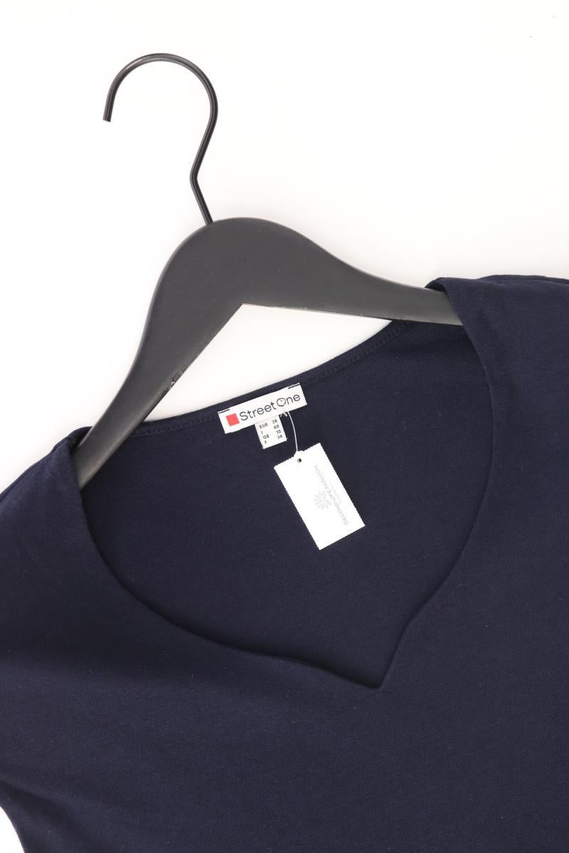 Street One Shirt mit V-Ausschnitt Gr. 36 Kurzarm blau aus Baumwolle