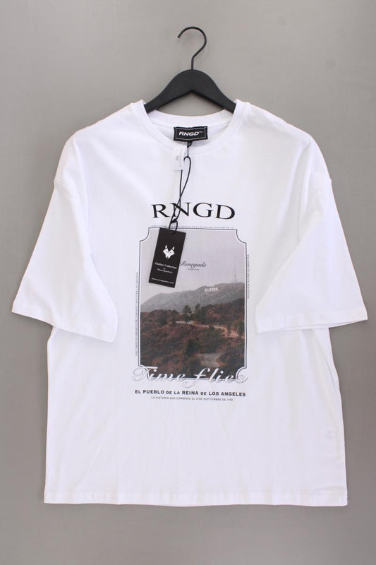 Printshirt für Herren Gr. XL neu mit Etikett Kurzarm weiß aus Baumwolle