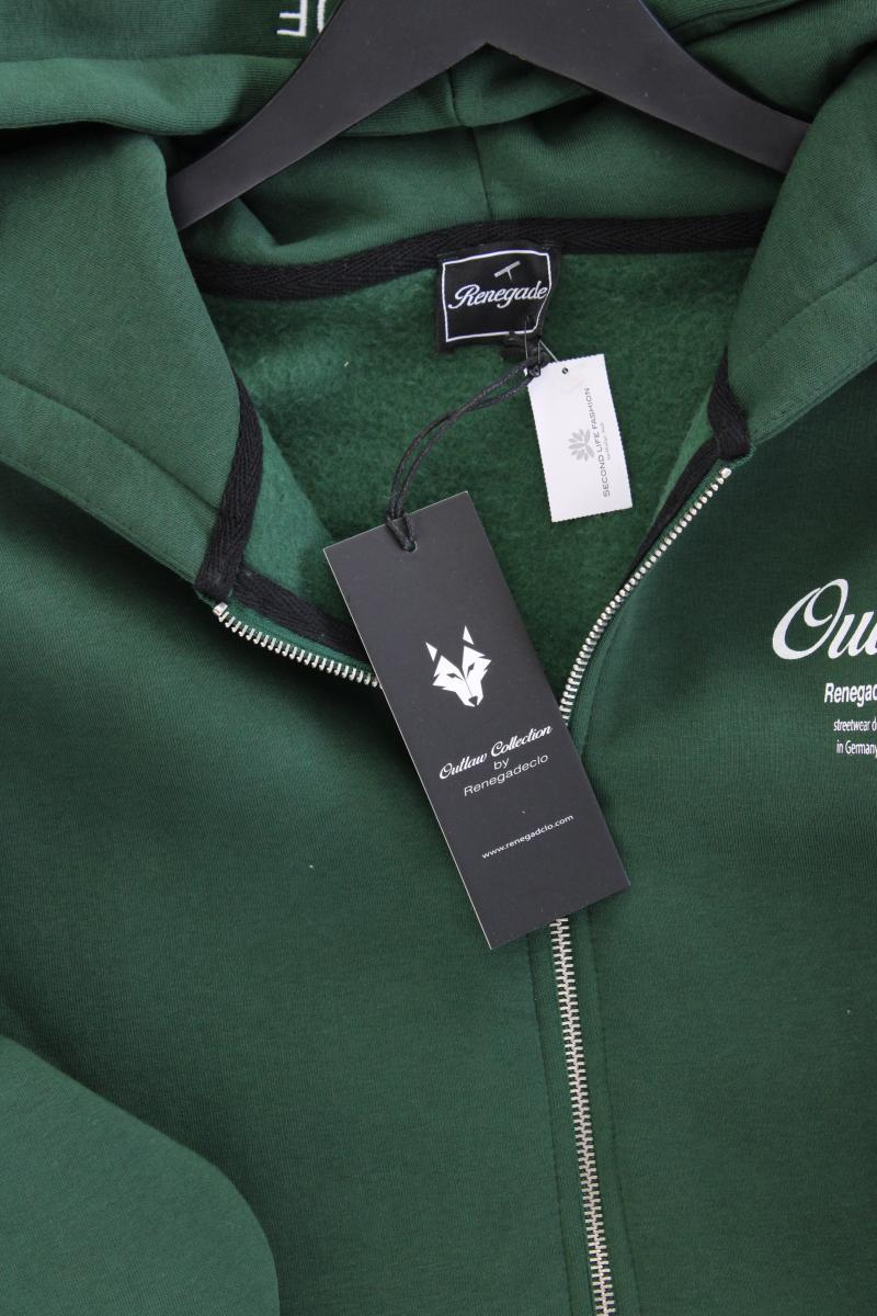Sweatjacke für Herren Gr. L neu mit Etikett Langarm grün aus Baumwolle