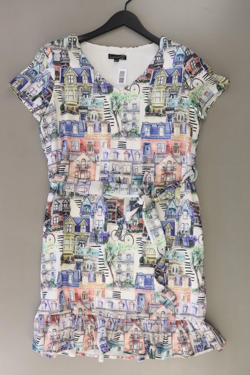 Smashed Lemons Kurzarmkleid Gr. 38 mit Gürtel mehrfarbig aus Polyester