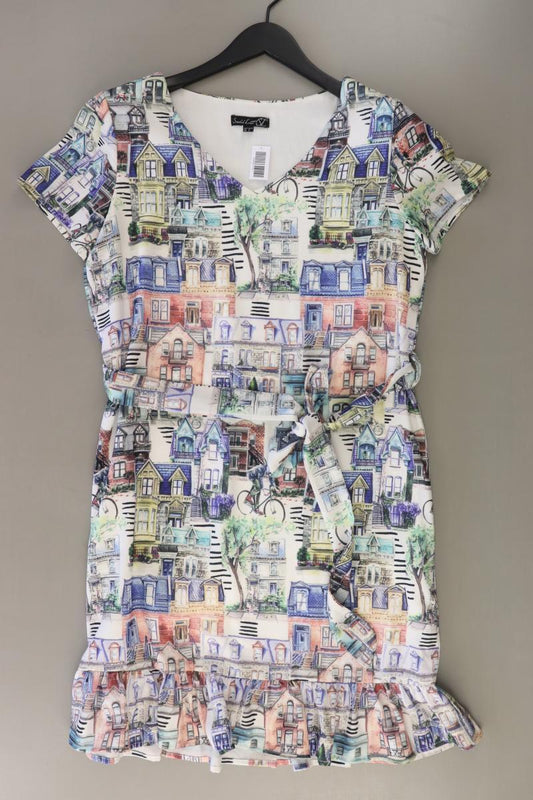 Smashed Lemons Kurzarmkleid Gr. 38 mit Gürtel mehrfarbig aus Polyester