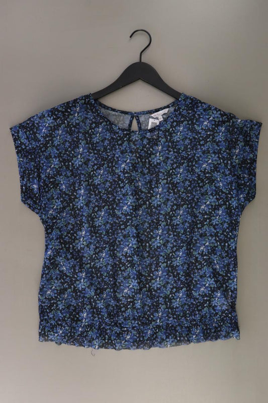 M&S Kurzarmbluse Gr. M mit Blumenmuster blau aus Polyester