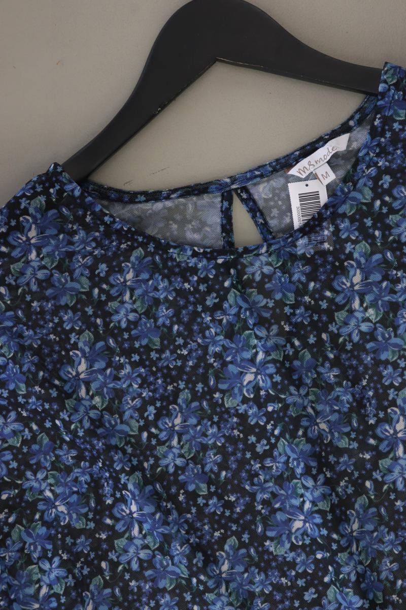 M&S Kurzarmbluse Gr. M mit Blumenmuster blau aus Polyester