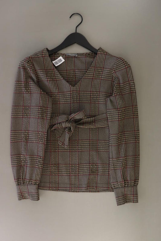 Geisha Langarmpullover Gr. L kariert mit Gürtel braun