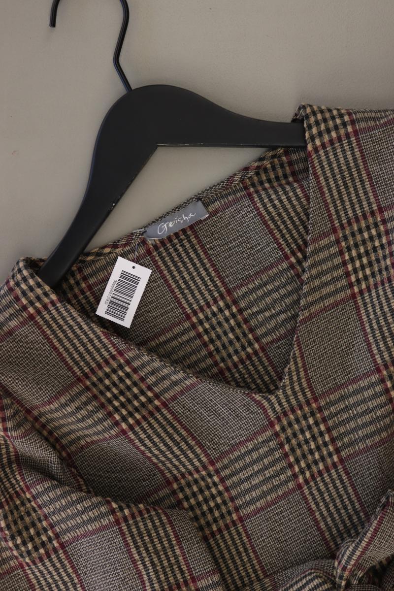 Geisha Langarmpullover Gr. L kariert mit Gürtel braun