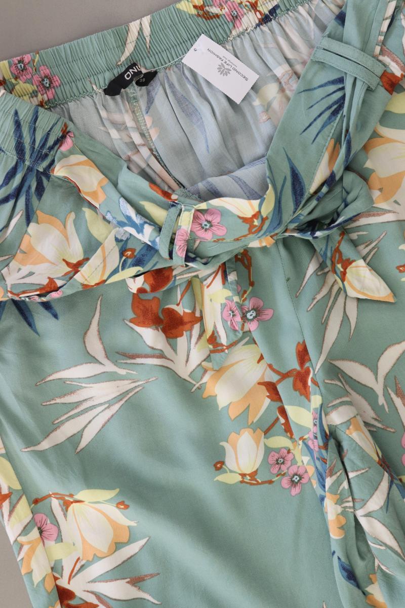 Only Stoffhose Gr. 38 mit Blumenmuster mit Gürtel mehrfarbig aus Viskose