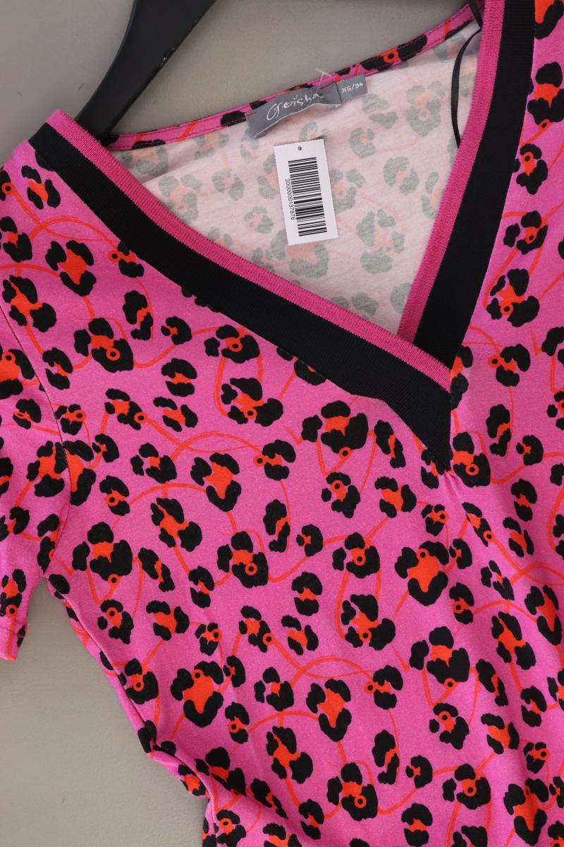 Geisha Printshirt Gr. 34 mit Tierdruck Kurzarm pink aus Viskose