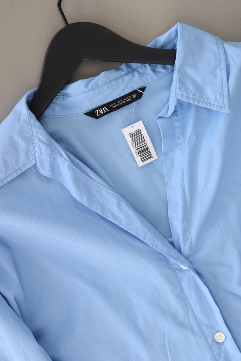Zara Langarmbluse Gr. S blau aus Baumwolle