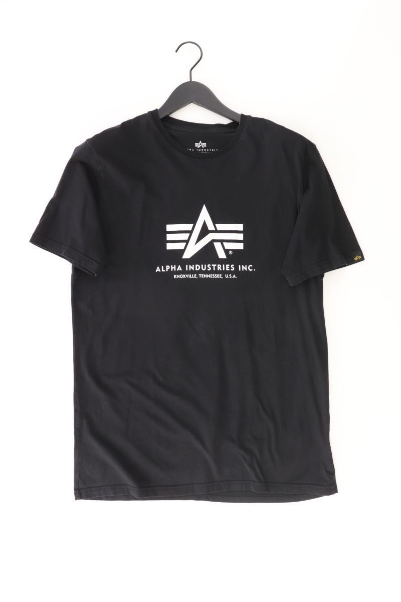 ALPHA INDUSTRIES Printshirt für Herren Gr. XXL Kurzarm schwarz aus Baumwolle