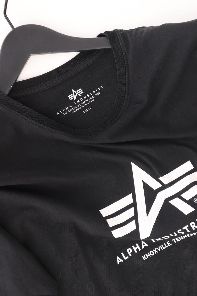 ALPHA INDUSTRIES Printshirt für Herren Gr. XXL Kurzarm schwarz aus Baumwolle
