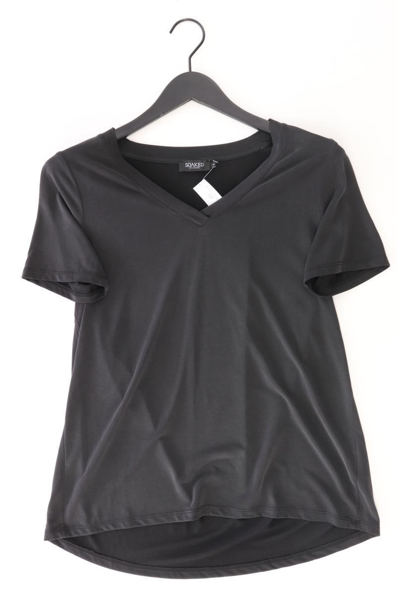 SOAKED IN LUXURY Shirt mit V-Ausschnitt Gr. M Kurzarm schwarz aus Modal