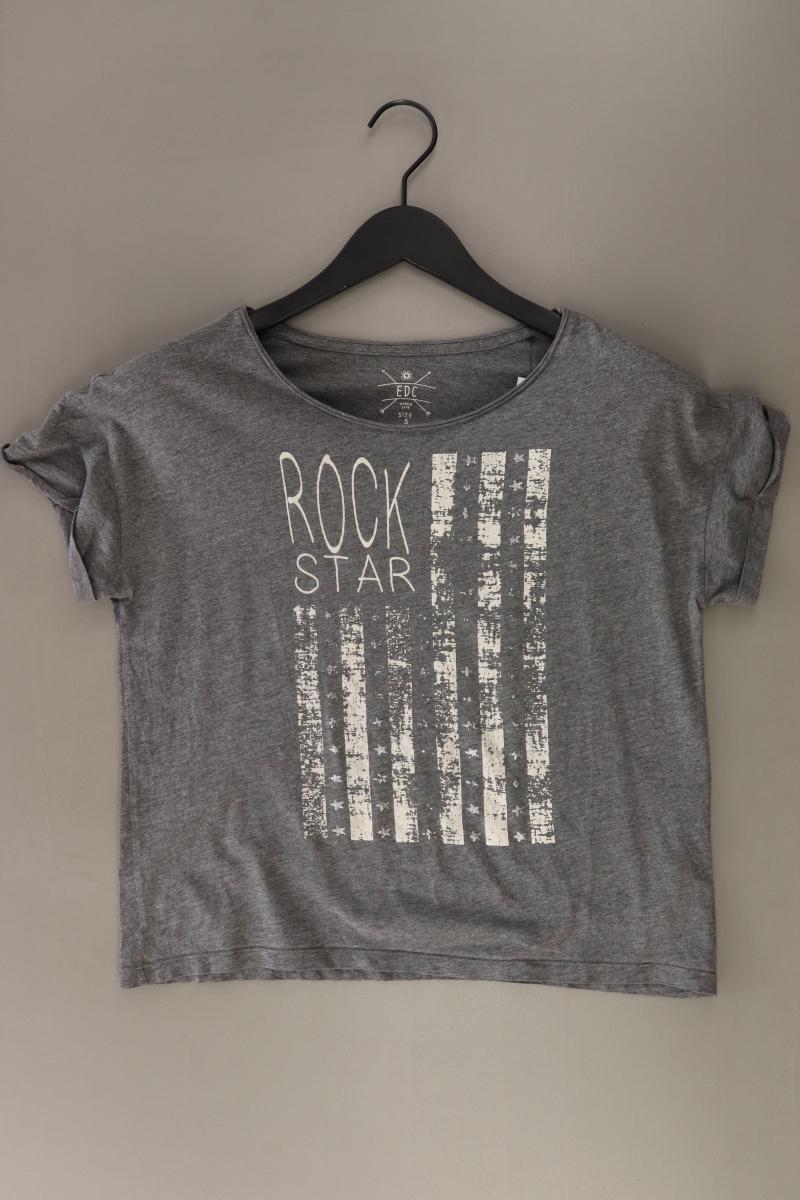 edc by Esprit Printshirt Gr. S Kurzarm grau aus Baumwolle
