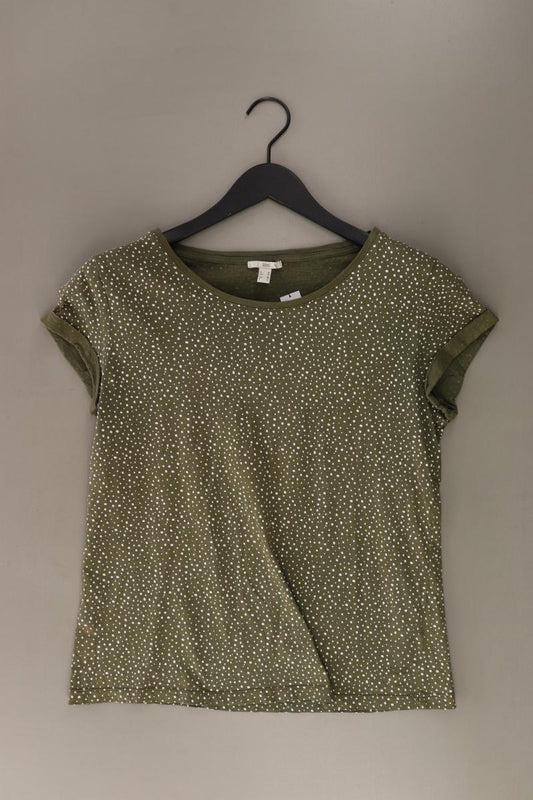 edc by Esprit T-Shirt Gr. M gepunktet Kurzarm olivgrün aus Baumwolle