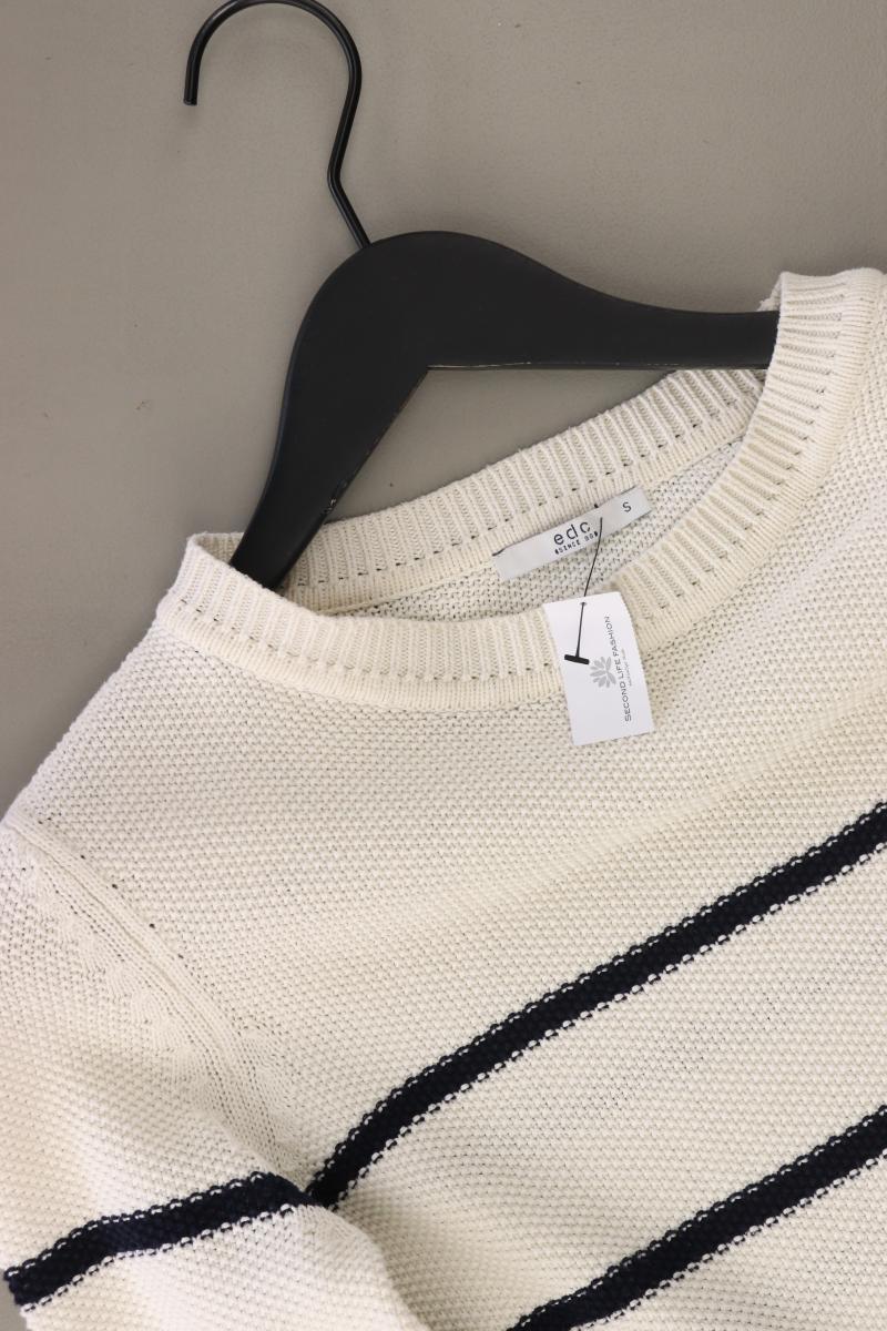 edc by Esprit Grobstrickpullover Gr. S gestreift weiß aus Baumwolle