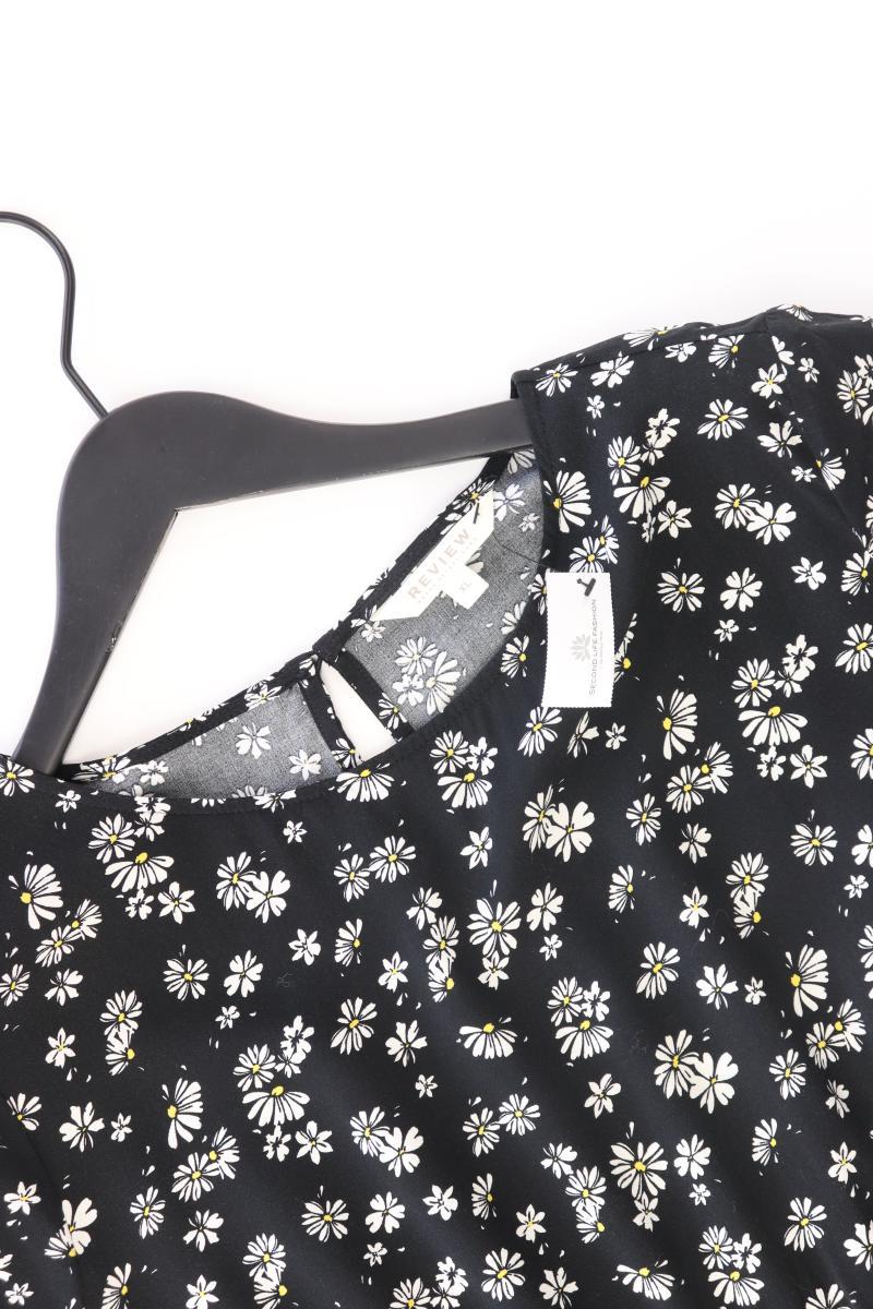 Review Kleid mit Seitentaschen Gr. XL mit Blumenmuster Kurzarm schwarz