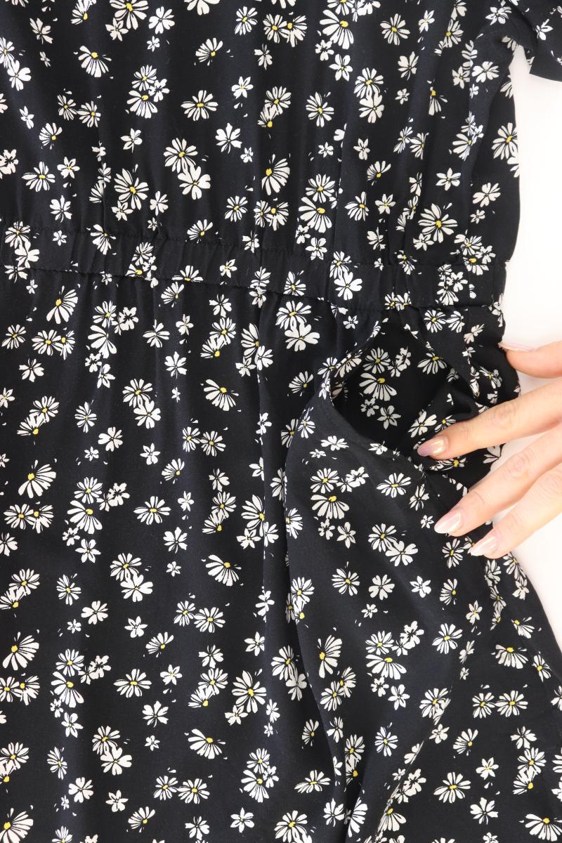 Review Kleid mit Seitentaschen Gr. XL mit Blumenmuster Kurzarm schwarz