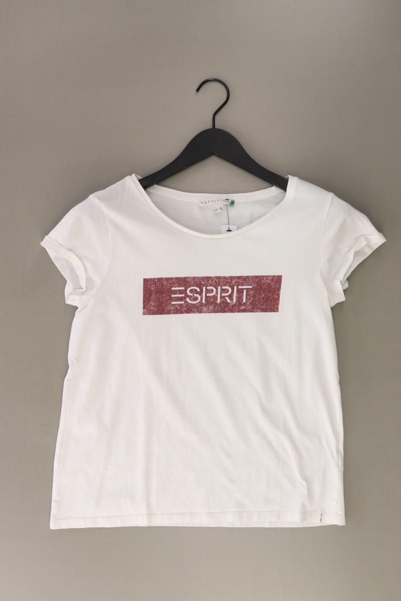 Esprit Organic Printshirt Gr. XS Kurzarm weiß aus Baumwolle
