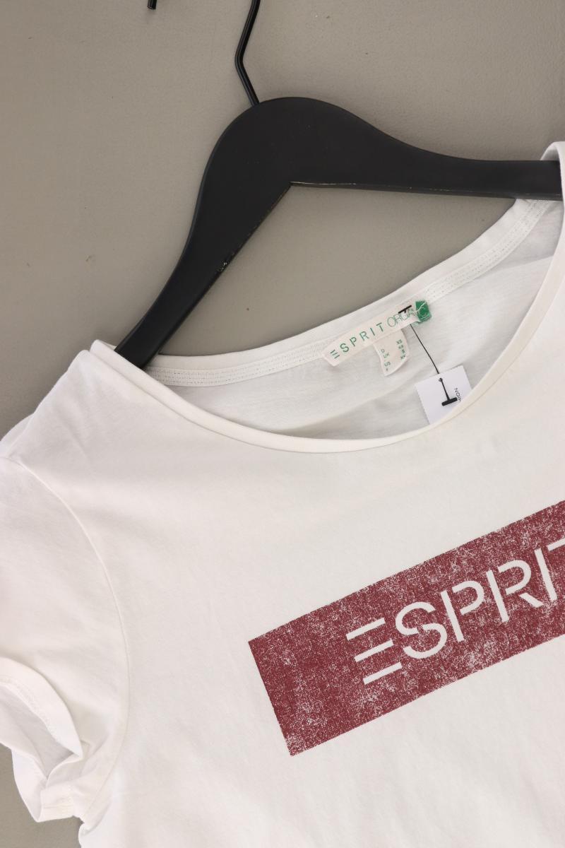 Esprit Organic Printshirt Gr. XS Kurzarm weiß aus Baumwolle