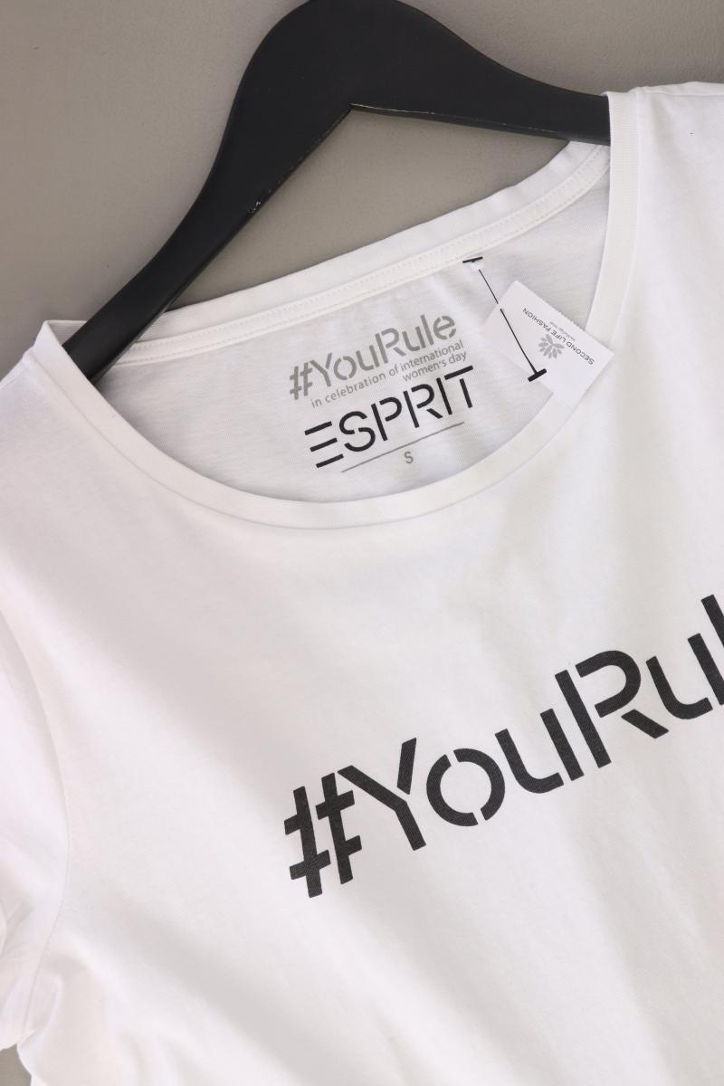 Esprit Printshirt Gr. S Kurzarm weiß aus Baumwolle