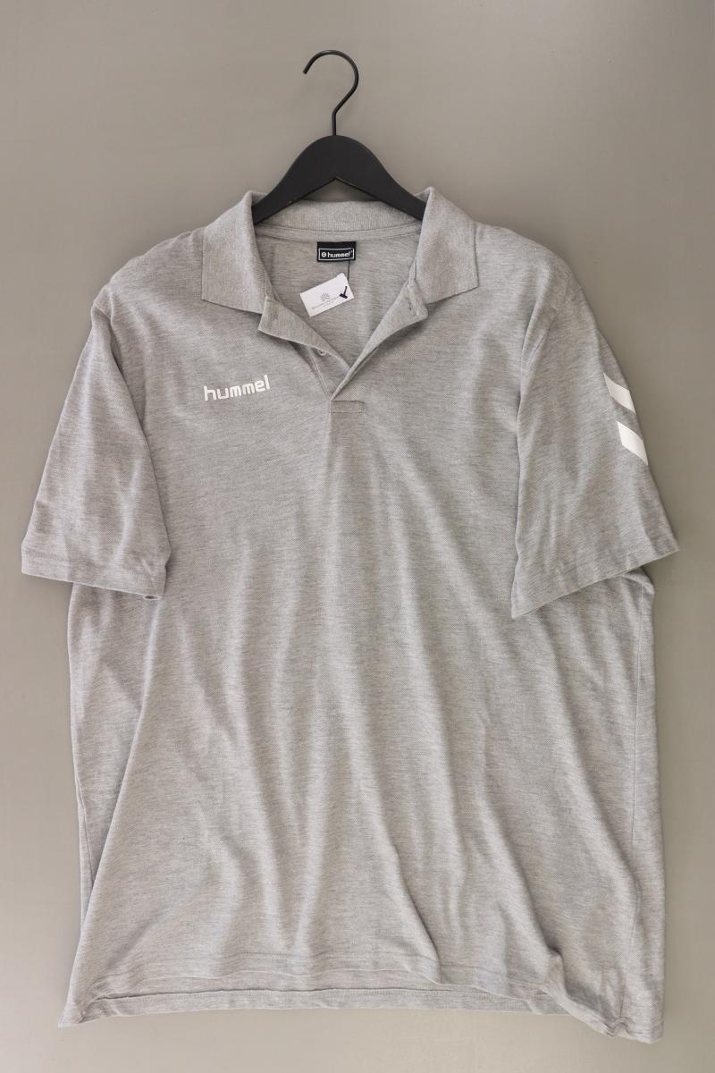 hummel Poloshirt für Herren Gr. XXXL Kurzarm grau aus Viskose