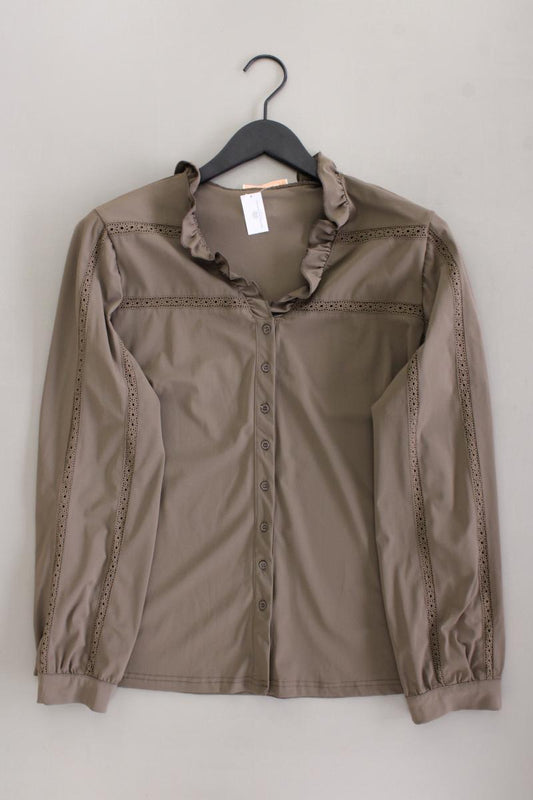 Rüschenbluse Gr. L Langarm braun aus Polyamid