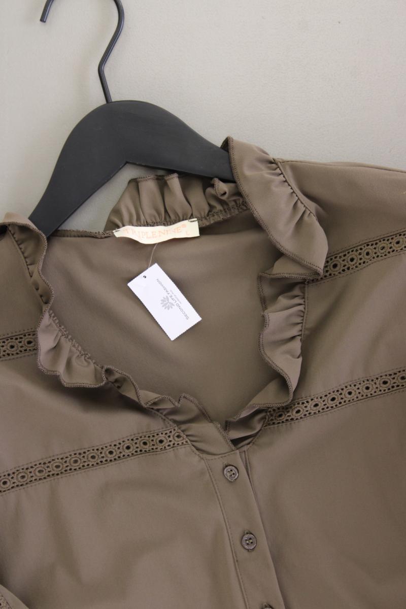 Rüschenbluse Gr. L Langarm braun aus Polyamid