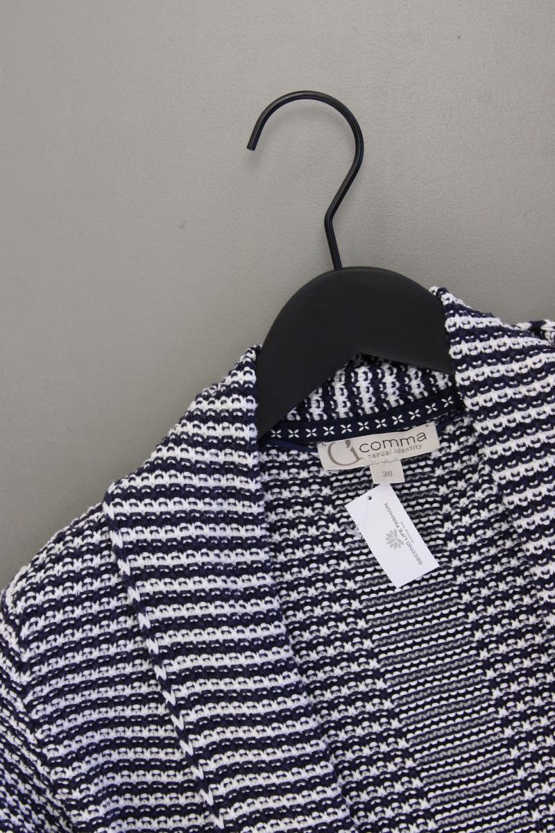 comma, Strickjacke Gr. 38 gestreift Langarm blau aus Baumwolle