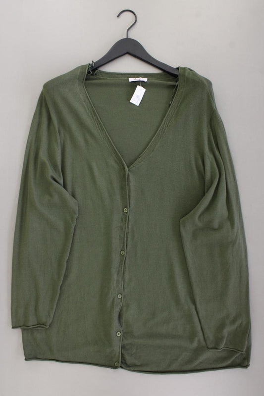 sheego Strickjacke Gr. 52/54 Langarm olivgrün aus Viskose