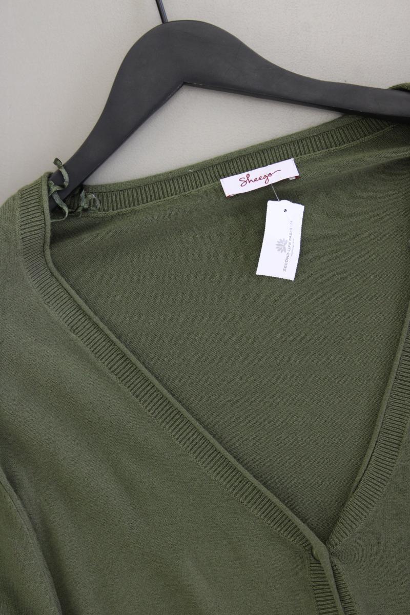 sheego Strickjacke Gr. 52/54 Langarm olivgrün aus Viskose