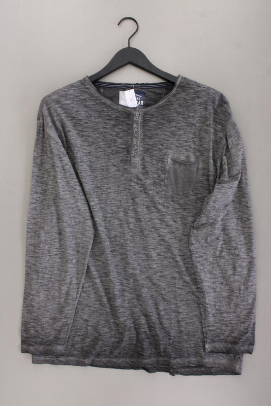 Longsleeve-Shirt für Herren Gr. XXL Langarm grau aus Baumwolle