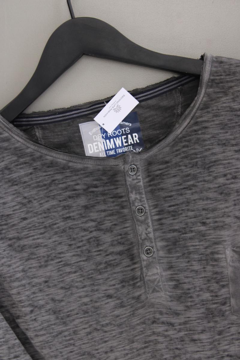 Longsleeve-Shirt für Herren Gr. XXL Langarm grau aus Baumwolle