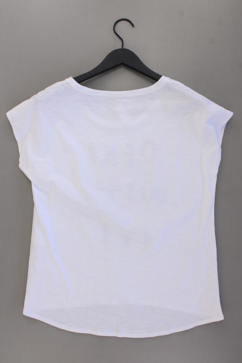 comma, T-Shirt Gr. 40 Kurzarm mit Pailletten weiß aus Baumwolle