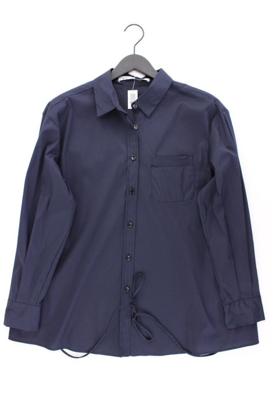 Zara Langarmbluse Gr. L blau aus Polyester