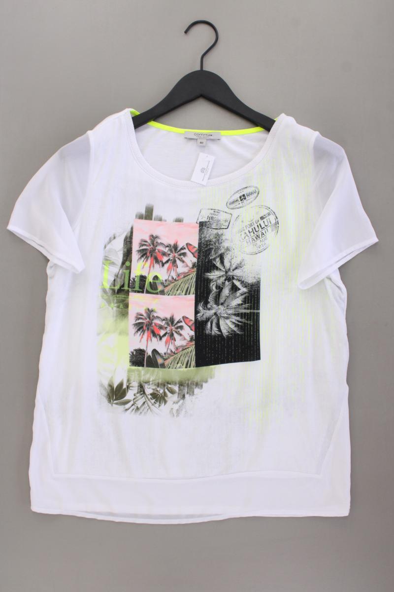 comma, Kurzarmbluse Gr. 40 neuwertig weiß aus Polyester