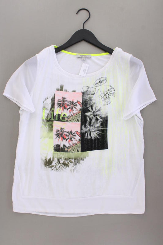 comma, Kurzarmbluse Gr. 40 neuwertig weiß aus Polyester