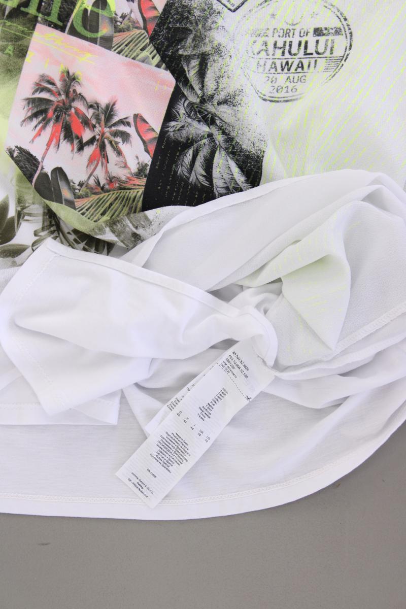 comma, Kurzarmbluse Gr. 40 neuwertig weiß aus Polyester