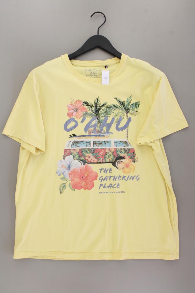 River Woods Printshirt für Herren Gr. XXL Kurzarm gelb aus Baumwolle