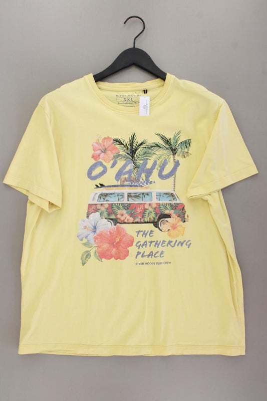 River Woods Printshirt für Herren Gr. XXL Kurzarm gelb aus Baumwolle