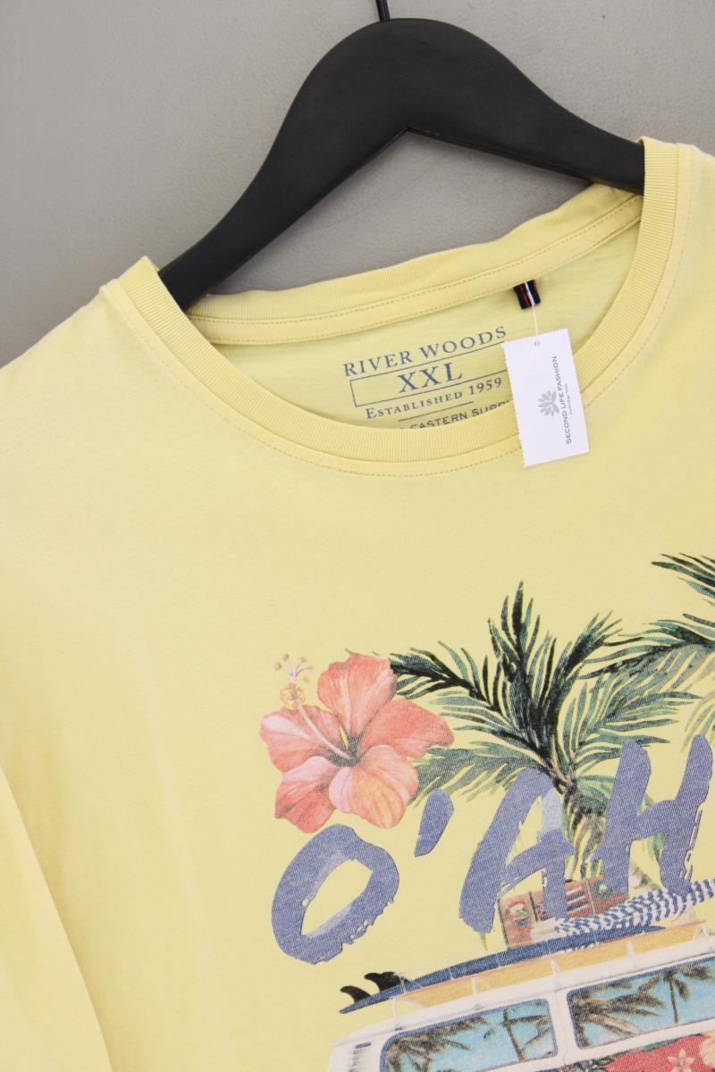 River Woods Printshirt für Herren Gr. XXL Kurzarm gelb aus Baumwolle
