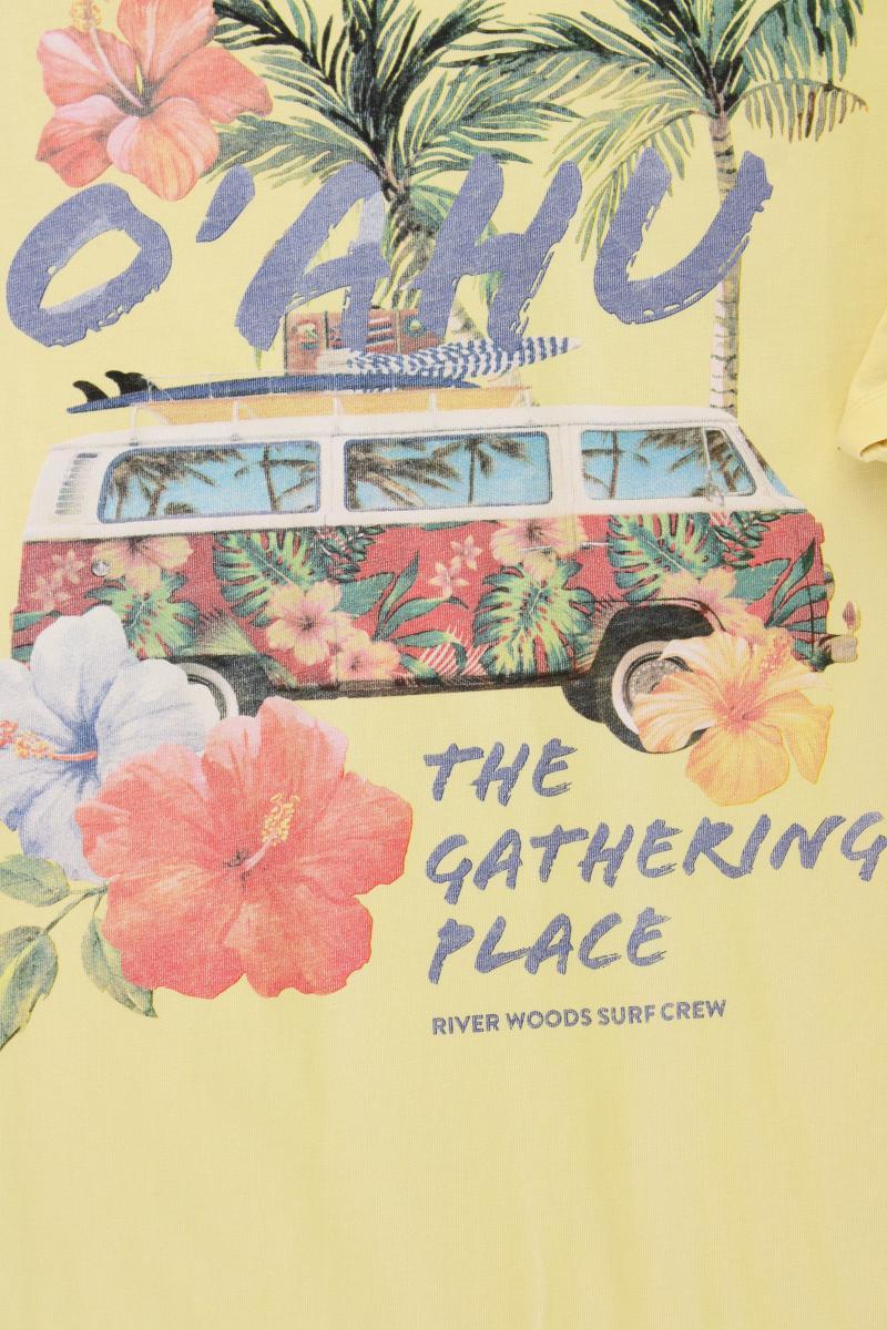River Woods Printshirt für Herren Gr. XXL Kurzarm gelb aus Baumwolle