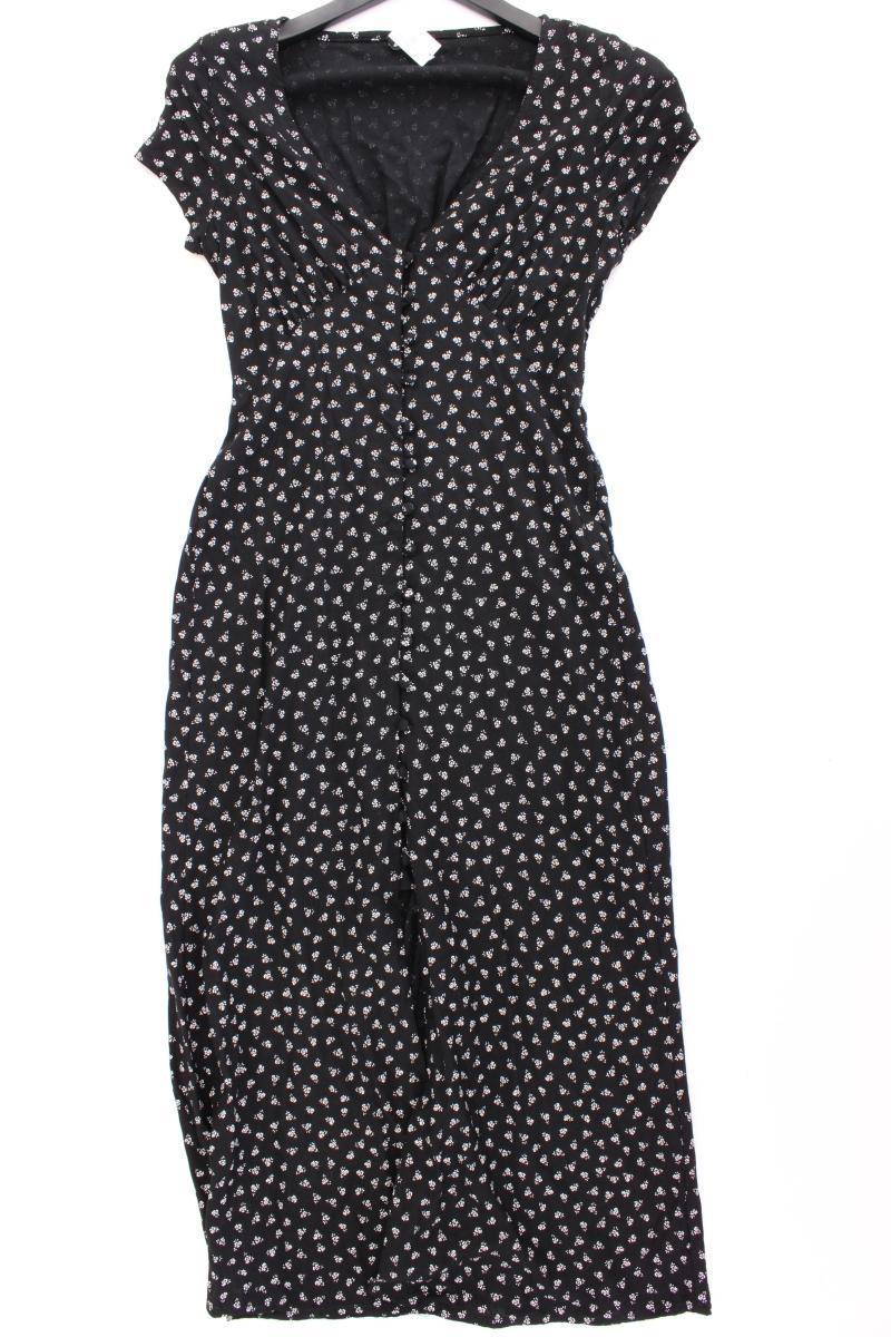 Vintage Maxikleid Gr. S mit Blumenmuster Kurzarm schwarz