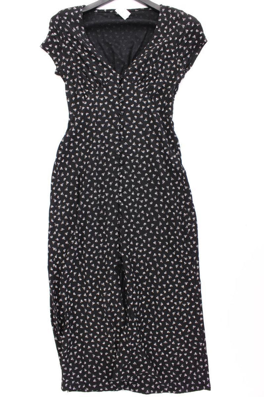 Vintage Maxikleid Gr. S mit Blumenmuster Kurzarm schwarz