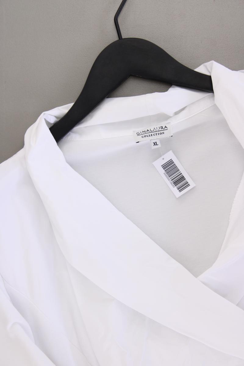 Gina Laura Shirt mit V-Ausschnitt Gr. XL 3/4 Ärmel weiß