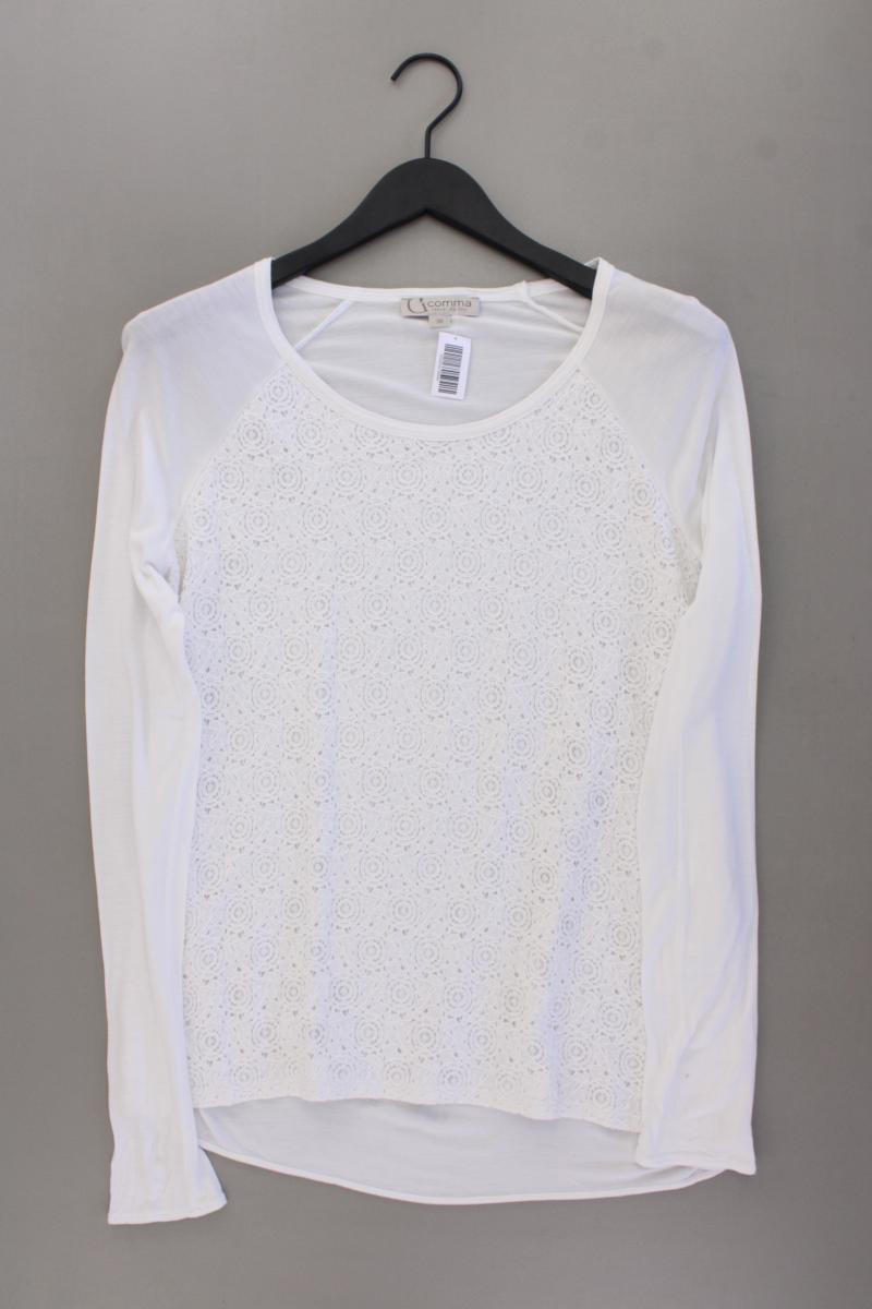 comma, Longsleeve-Shirt Gr. 38 Langarm weiß aus Baumwolle