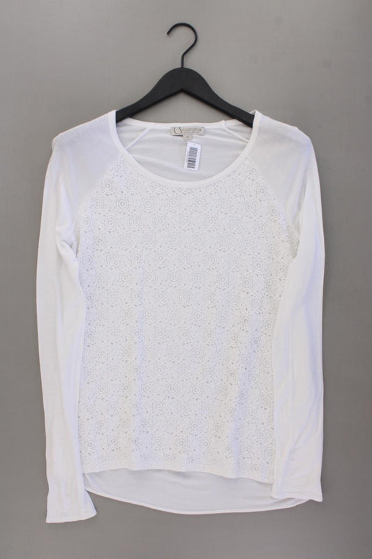 comma, Longsleeve-Shirt Gr. 38 Langarm weiß aus Baumwolle