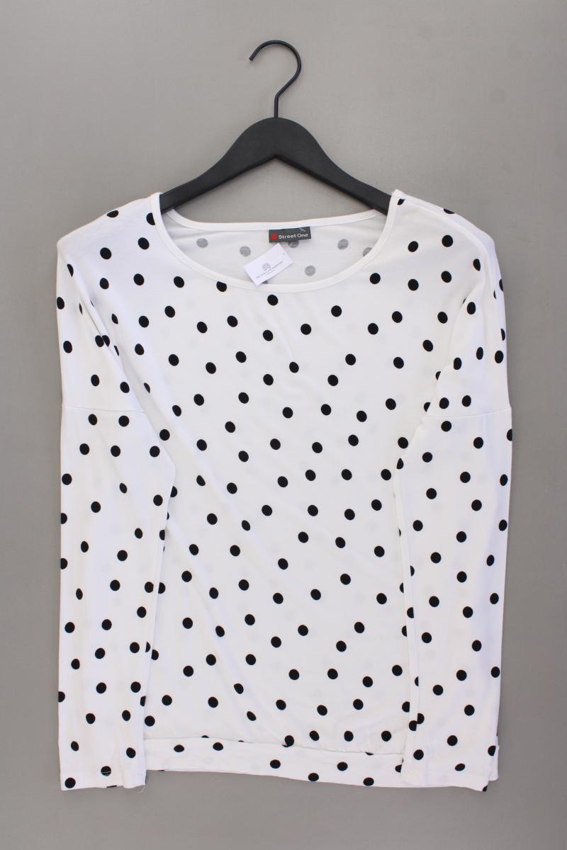Street One Longsleeve-Shirt Gr. 38 gepunktet Langarm weiß aus Viskose