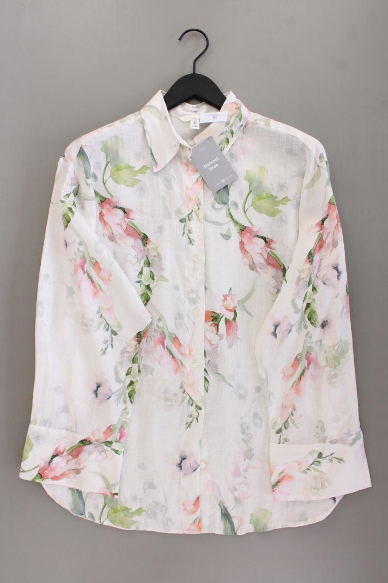 H&M Leinenbluse Gr. M mit Blumenmuster neu mit Etikett Langarm mehrfarbig