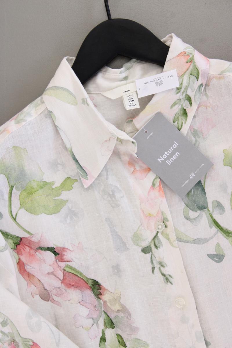 H&M Leinenbluse Gr. M mit Blumenmuster neu mit Etikett Langarm mehrfarbig