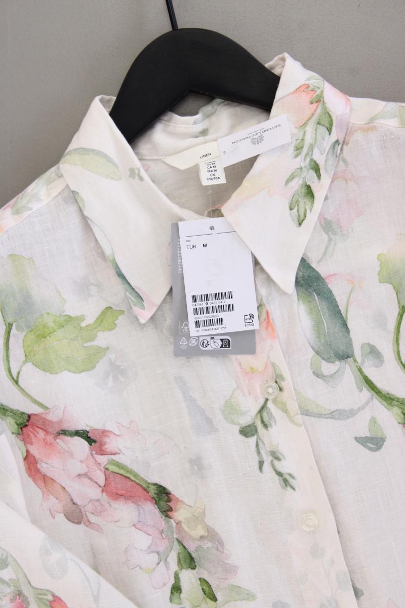 H&M Leinenbluse Gr. M mit Blumenmuster neu mit Etikett Langarm mehrfarbig