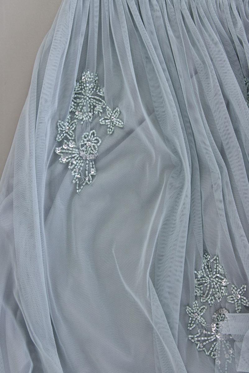 LACE&BEADS Abendkleid Ballkleid Gr. S Kurzarm mit Pailletten blau aus Polyester